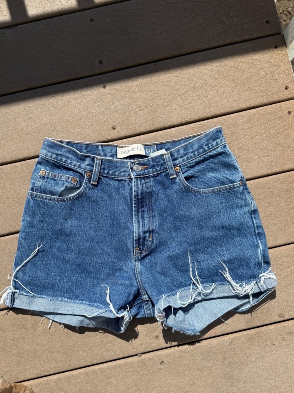 GAP Dark Blue Distressed Denim Cutoff Shorts